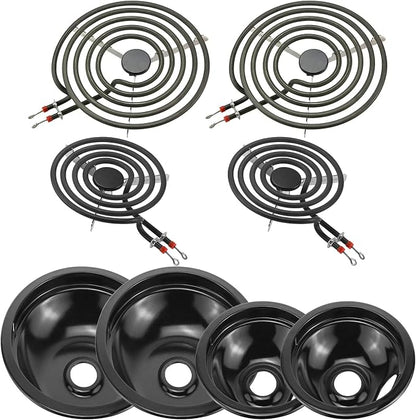 5304430149 5304430150 Black Porcelain Drip Pan & MP22YA Electric Stove Burner Replacement for F-rigidaire/Ken-more/T-appan, 318067041 318067051 Stove Drip Pans & Stove Burner Replacement by Fetechmate