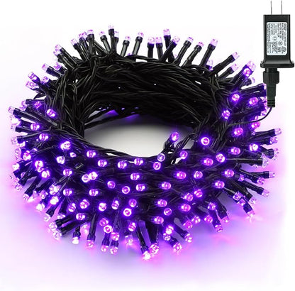 Brizled LED Halloween Lights Indoor Outdoor Twinkle Purple Light String | 240 LED 95.14ft; 8 Mode; Connectable; Timer; Waterproof; Plugin Mini Halloween Light for Outside Spooky Porch Yard Tree Party