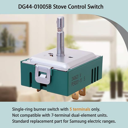 DG44-01005B Infinite Switch, 5-Terminal, 240V 15A, Single Burner Control for Samsung Electric Range, Replaces DG44-01005A, PER001-11S, PER001-01S, PER001-01B