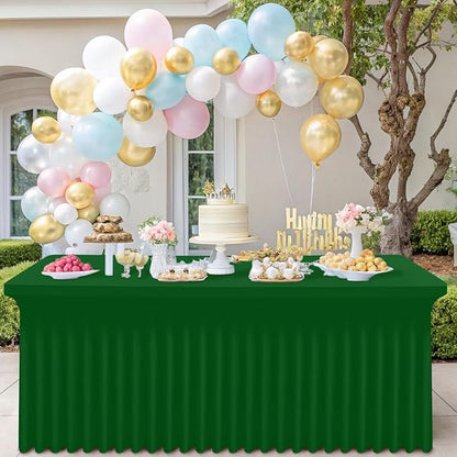 Smiry Spandex Elastic Fitted Table Cloth Skirt for 4FT Rectangle Table | Stretch Washable Table Cloth, Banquet Table Cover for Wedding, Party, Indoor & Trade Shows, (Emerald Green, 48Lx30Wx30H)