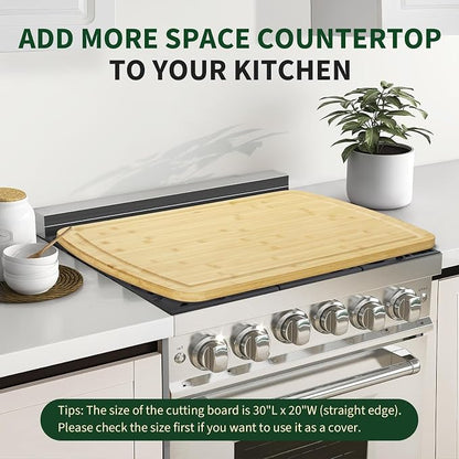 Garvee 30" x 20" Extra Large Bamboo Cutting Board, Reversible Curved Butcher Block with Deep Juice Groove, Kitchen Chopping Board and Serving Tray for Meat, Cheese, Vegetables, BBQ