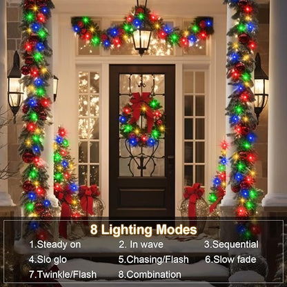 4 Pack Green Wire Fairy Lights Battery Operated Twinkle Lights | 16.4 Ft 50 LED Battery Christmas Lights Waterproof with Auto Timer 8 Modes for Xmas Wreath Tree Decor, Multicolor