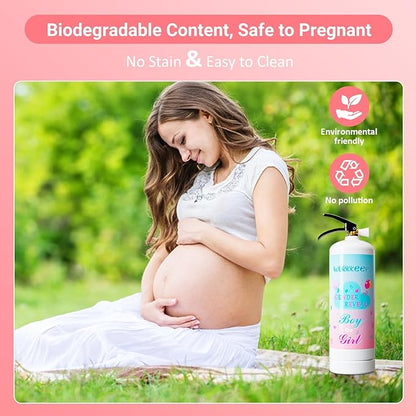 Giant Gender Reveal Fire Extinguisher: 2 Packs Pink Gender Reveal Ideas Only for Baby Girl with 100% Biodegragable for Gender Reveal Decorations - 20+ Feet (Pink)
