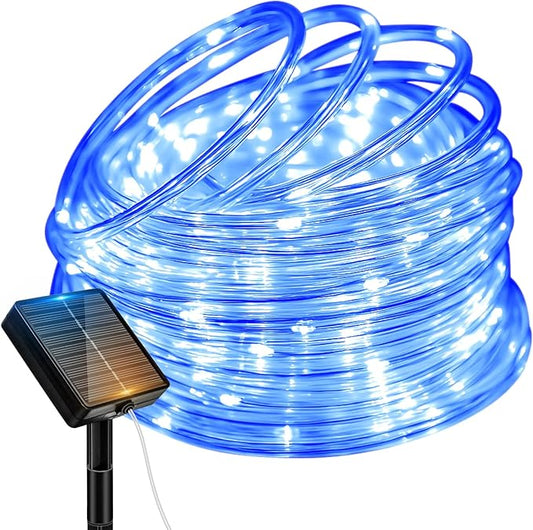 btfarm Solar Rope Lights, 120LED 46FT Solar String Lights Outdoor Waterproof, 8 Lighting Modes Solar Powered Strip Trampoline Light for Outside Garden Tree Christmas Yard Patio Decor, Blue