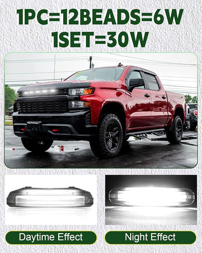 LED Grill Lights for 2019 2020 2021 Chevy Silverado Accessoreis | Clip On Front Grille Insert Light Bar Head Lamp Fits Silverado Trail Boss,WT,Custom Only