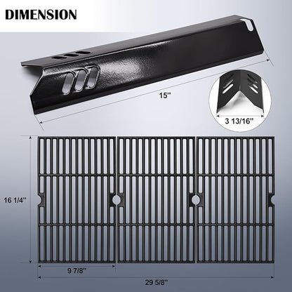 Grill Grease Tray Replacement Parts for Dyna Glo DGF510SBP, DGF510SSP, Backyard Grill BY13-101-001-13, GBC1460W and BHG Grill Parts, Adjustable 24''-30'' Grill Drip Pan, Cooking Grates, Heat Plates.
