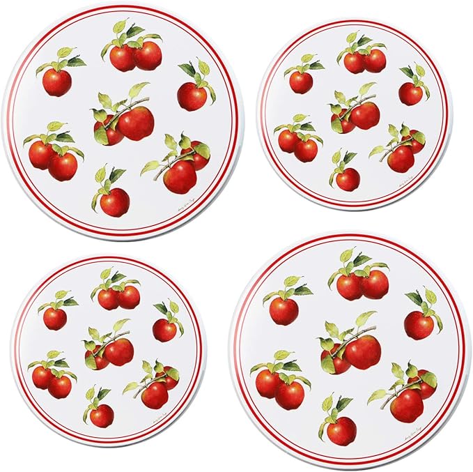 Reston Lloyd, Burner Covers For Electric Stovetop, Decorative Lightweight Tin Covers, Set of 4 (2-8 inch & 2-10 inch), Conceals Messy Drip Pans, Harvest Apple
