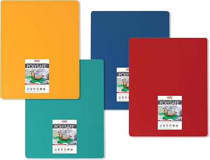 Dexas 4-Pack NSF Certified Polysafe Pastry Boards, 16 x 20 inches, Reversible Kitchen Cutting Board, Assorted Colors