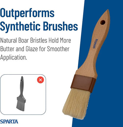 SPARTA Kitchen Basting Brush – 4037300 Basting Brush for Cooking Flat Boar Bristle Brush, Hardwood Handle for Kitchens, Restaurants, Catering, High Heat Food Prep, 1.5in, Pack of 12