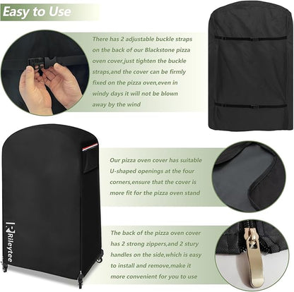 Rileytee Pizza Oven Cover for Blackstone 16 inch Standing Pizza Oven Model 6825/6824/6850,Outdoor Heavy Duty 600D Waterproof Dustproof Cover for Pizza Oven with Mobile Cart