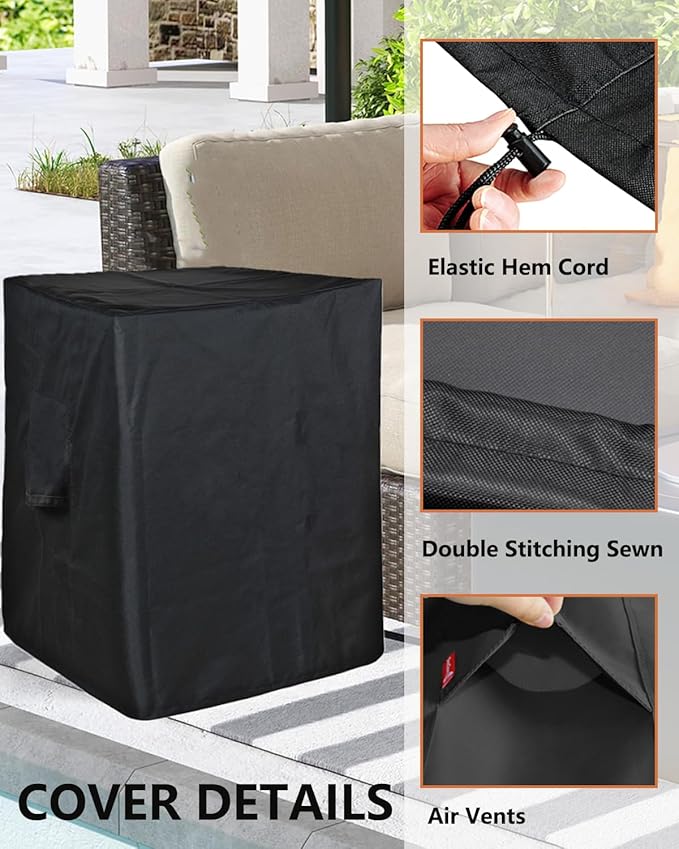 SheeChung Cover for Propane Tank Cover Table 17"x17"x20",Fit for 20 lbs Gas Tank Holder Storage Box,Waterproof Heavy Duty 600D Outdoor Wicker Side Table/Storage Box Covers for Gas Fire Pit Grill