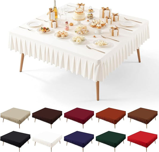 PARTISKY Ivory Spandex Square Tablecloths 60x60 Inch, Wrinkle Free Fitted Card Table Cloth Stretch Square Table Cover for Kitchen Dinner, Holiday Party, Wedding Banquet, Display Trade Show