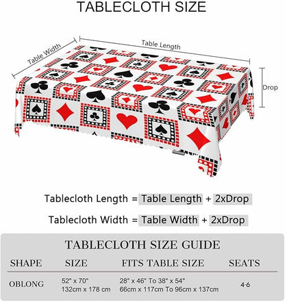 52x70 Inch Tablecloth Playings Cards, Poker Diamond Hearts Spades Poker Non-Fading Table Covers Kitchen Dinning Tabletop Decoration, Washable Table Cloth for Outdoor and Indoor Use