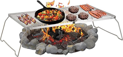 Brentwood BB-17X25SS 25” x 17” Heavy Duty Stainless Steel Portable Folding Campfire Grill with Carry Bag