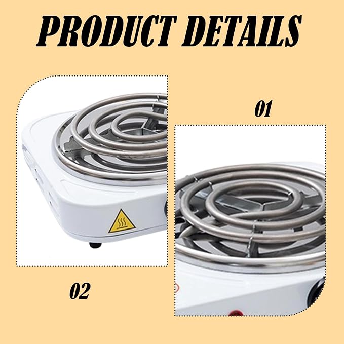 Countertop Double Burner Adjustable Temperature Kitchen Small Appliance Professional 2000W for Braising Scrambling Steaming, Heating Tube