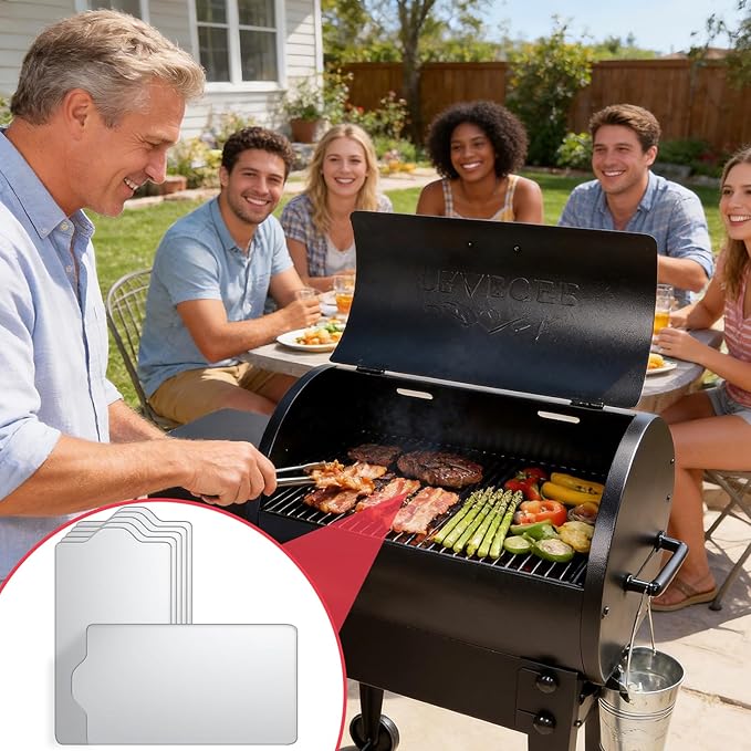 6 Packs BAC408 Drip Tray Liners for Traeger Tailgater 20 Series Grills, Heat-Resistant Foil Liners Replacement for Traeger Tailgater Accessories, Aluminum Tray for Catching Grease 19.6" x12.5"