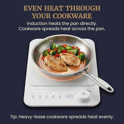 Elite Gourmet Slim Portable Induction Cooktop, 1500W, 10 Power Levels | Digital touch controls, precise 140°F-465°F range, built-in timer & child lock, 2in countertop design