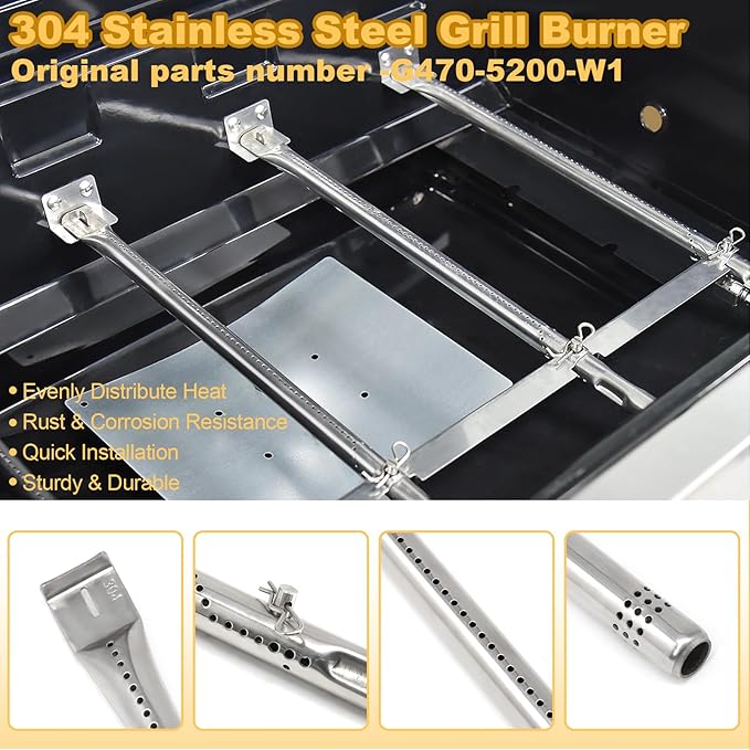 Grill Parts for Charbroil Performance 475 4 Burner 463347017 463377017 463342119 18" Grill Grates Burner Heat Plates for Char Broil 463335517 463376017 463377319 463275517 Gas Grill Replacement Parts