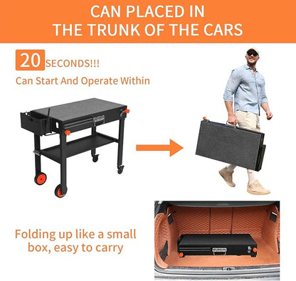 Blackstone Griddle Stand, Portable Outdoor Grill Table, Foldable Grill Cart With Wheels Fit 22 Inch or 17 Inch, Camping Folding Pizza Oven Tables Fit Ninja Grill and Weber，Blackstone Table