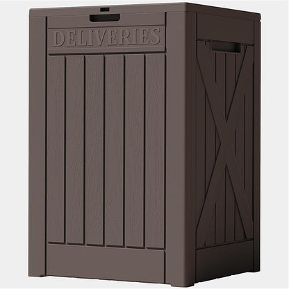 Lockable Outdoor Storage Box 52 Gallon, All-Weather Resin Deck Box for Patio, Garden, Pool, Organizes Furniture Cushions, Gardening Tools, Pool Accessories, Brown
