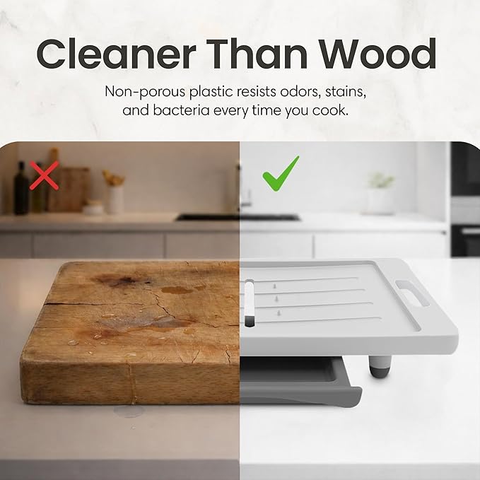 Large Cutting Board - XL Deluxe Meal Prep System with Meat Thermometer, Juice Groove, Spikes, Drip Tray & Removable BPA Free Cutting Board - Patented Multi-Feature Design Carving Board - Kitchen Gifts