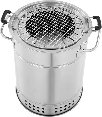 Barbecue Charcoal Barrel Grill, Portable Vertical C-harcoal Smoker G-rill, Outdoor Indoor Hanging BBQ C-harcoal Barrel G-rill with 360° Heated, Oil Drip Pan (13 * 15in 20 Skewers)