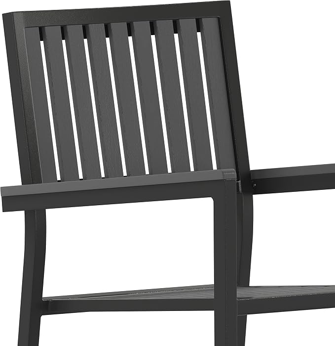 Flash Furniture Poly Resin Indoor/Outdoor Club Chair, Black, 2-Pack | Commercial Grade, Stackable, Indoor/Outdoor Use