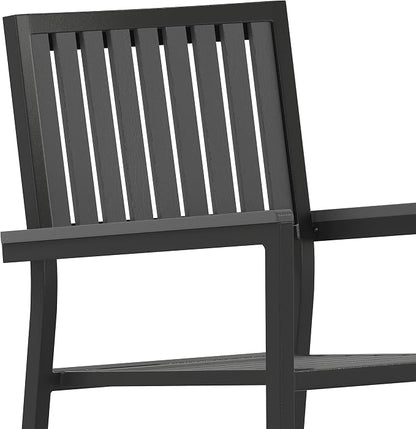 Flash Furniture Poly Resin Indoor/Outdoor Club Chair, Black, 2-Pack | Commercial Grade, Stackable, Indoor/Outdoor Use
