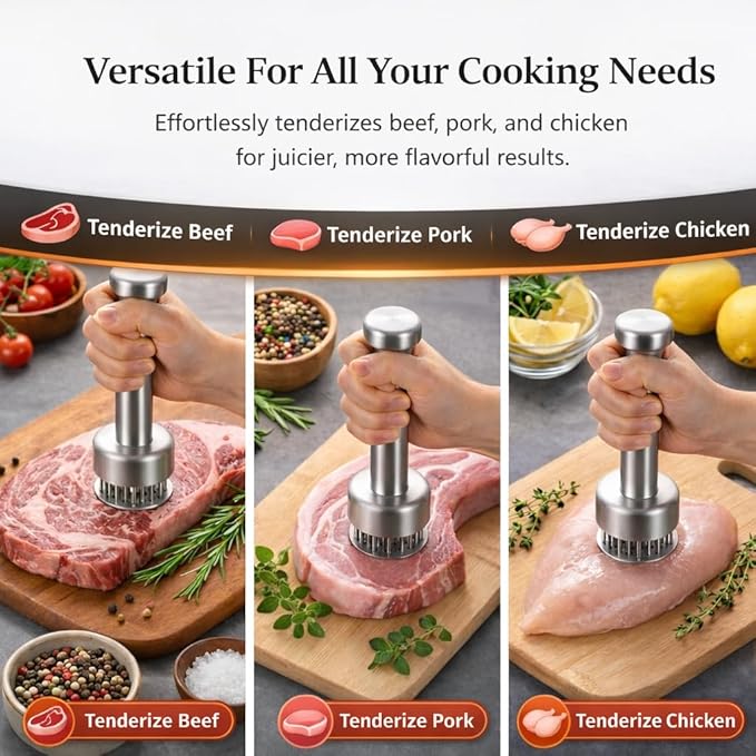 Meat Tenderizer Tool, Stainless Steel Needle Meat Tenderizer with 21 Needles, Kitchen Tenderizing Tool for Steak, Chicken, Pork, Beef, Dishwasher Safe