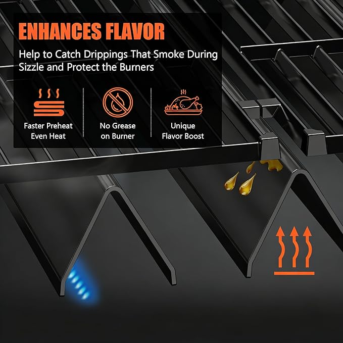 Spirit E310 Grill Parts for Weber Spirit, 17.5" Grill Grates 15.3" Flavorizer Bars for Weber Spirit 300 & GS4 Spirit II 300, Spirit E-310 E-315 Grills with Front Control Knobs for Weber 7638 7636
