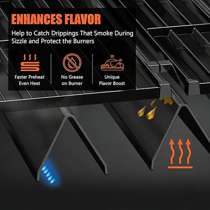 Spirit E310 Grill Parts for Weber Spirit, 17.5" Grill Grates 15.3" Flavorizer Bars for Weber Spirit 300 & GS4 Spirit II 300, Spirit E-310 E-315 Grills with Front Control Knobs for Weber 7638 7636