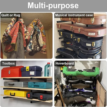 Lumber Storage Metal Rack, 3-Level Wall-Mounted Organizer and Wood Rack, Indoor & Outdoor Storage Solution for Workshop or Garage - 1 Pack