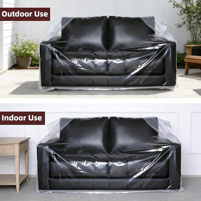 Yotelab Plastic Loveseat Cover for Moving and Storage, 68Wx42Dx62H/41H Inch | Open, No Seal, Clear Moving Bags for Loveseat, Bench, Sofa, or Other Bulky Furniture