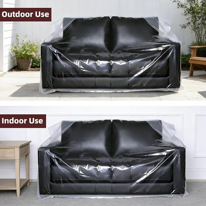 Yotelab Plastic Loveseat Cover for Moving and Storage, 68Wx42Dx62H/41H Inch | Open, No Seal, Clear Moving Bags for Loveseat, Bench, Sofa, or Other Bulky Furniture