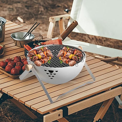 Charcoal Stove, Foldable Portable Barbeque Stove, Barbeque Grill with Anti-Scalding Handle, for Outdoor Garden Table Travel Picnic Pan-Fried Meat Tea Brewing Hot Pot Cooking