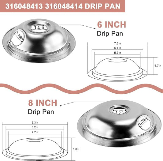 4 Pack Chrome Drip Pans & MP22YA Electric Stoves Burner Elements by Fetechmate, Fit for F-rigidaire Ken-more Electric Stove, Best Value Combo Sets with 25% Thicker Heating Wire for More Stable