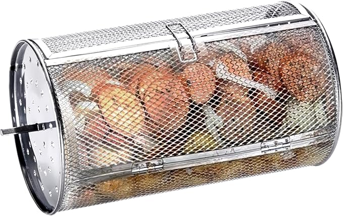ROTO-Q 360 Rotisserie Tumble Basket: Elevate Your Grilling Game! Perfect for Chicken Wings, Coffee Beans, and More (Compatible Only with ROTOQ360 Rotisserie) | Tumble basket fits only the ROTO-Q 360 rotisserie and holds wings, coffee beans and other sm...