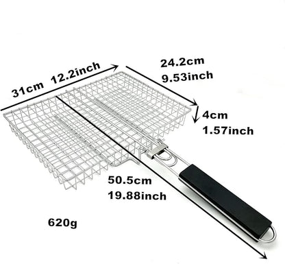 Large Capacity Barbeque Grill Basket With Brush BBQ Tong Deeper Grilling Rack Havy Duty Stainless Steel BBQ Accessories Set