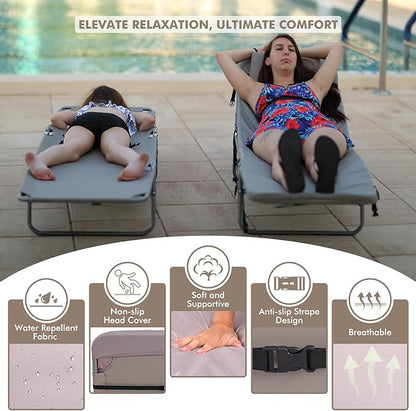 3 in 1 Women Comfort Backpack Beach Tanning Lounge Chair with Cushion Face Hole Softer Padded Adjustable Washable, Layout Sun Chair for Adults Outside Reading Sunbathing Poolside, 6 Position, 2 Pack