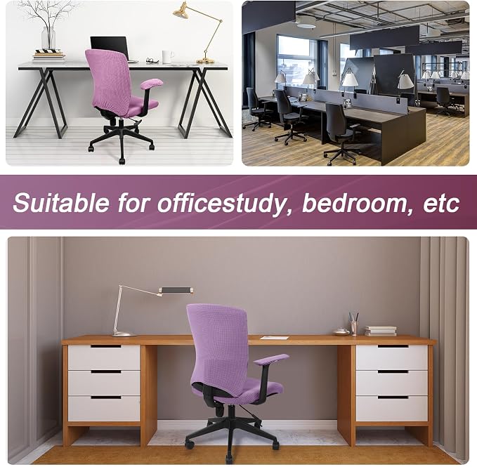 Tallew 4 Pcs Office Chair Covers Stretchable Armrest Seat,XL,Lilac Purple | Universal Fit Office Desk Chairs, Protective Seat Backrest Slipcovers, Stretchable Prevent Wear, Easy Install for Rotating