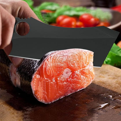 Dream Reach Meat Cleaver, 6.9 inch Black Boning Knife, High Carbon Steel Sharp Kitchen Forged In Fire Knife with Sheath Gift Box Bottle Opener for Outdoor Camping, Christmas Gifts for Men Women
