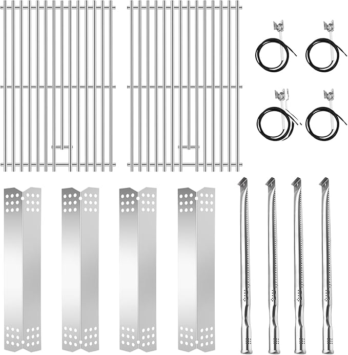 Criditpid Grill Replacement Parts for Nexgrill 720-0925P 720-0925, Grill Heat Plates Shields, Burner Tubes and Igniter, Grill Grates Kit for Nexgrill 720-0925P 4 Burner Gas Grill.