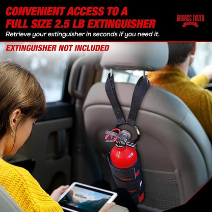 Badass Moto Car Fire Extinguisher Mount - Automotive Fire Extinguisher Mount for Vehicle Car Seat Headrest - Tool Free Seat Back Strap Install. Safety Kit Accessories for Jeep, Truck & SUV - 6 Pack