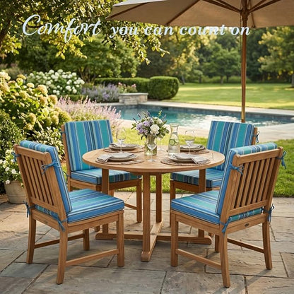 California Umbrella Outdoor Dining Chair, Set of 4 Patio Seat Cushions, 20 x 40 Inch, Premium Outdoor Memory Foam, Fade Resistant, Sunbrella Fabric, Fabric Ties, Dolce Oasis