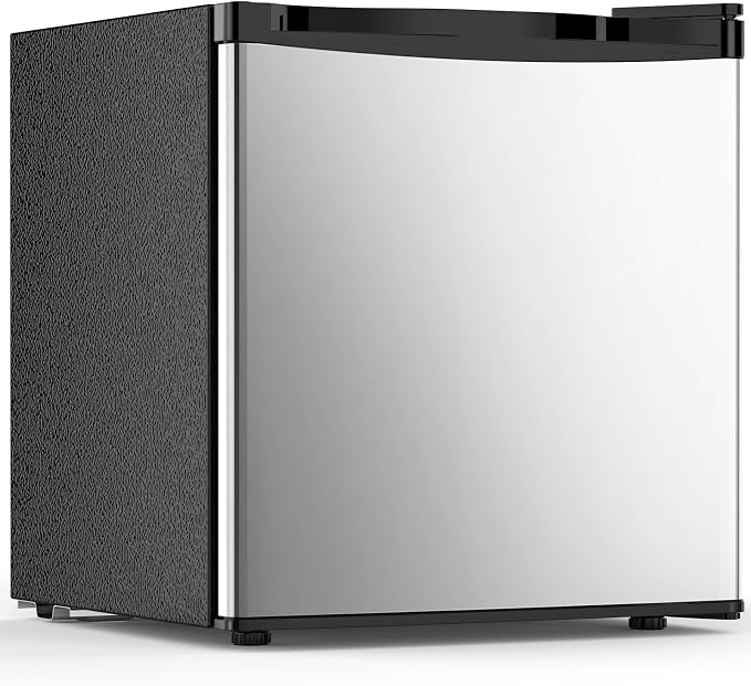Electactic 1.7 Cu.ft Mini Fridge, Compact Refrigerator, Single Reversible Door, Ultra Quiet, Energy Efficient for Office, Dorm, Bedroom, Apartment, Silver
