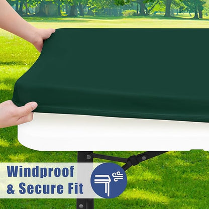 Moosfor 2 Pack Square Spandex Fitted Table Cloth, Elastic Tablecloth | Washable Picnic Table Cover, Stretch Waterproof Table cloths for Party, Patio, Dining, Kitchen, 42" x 42", Hunter Green