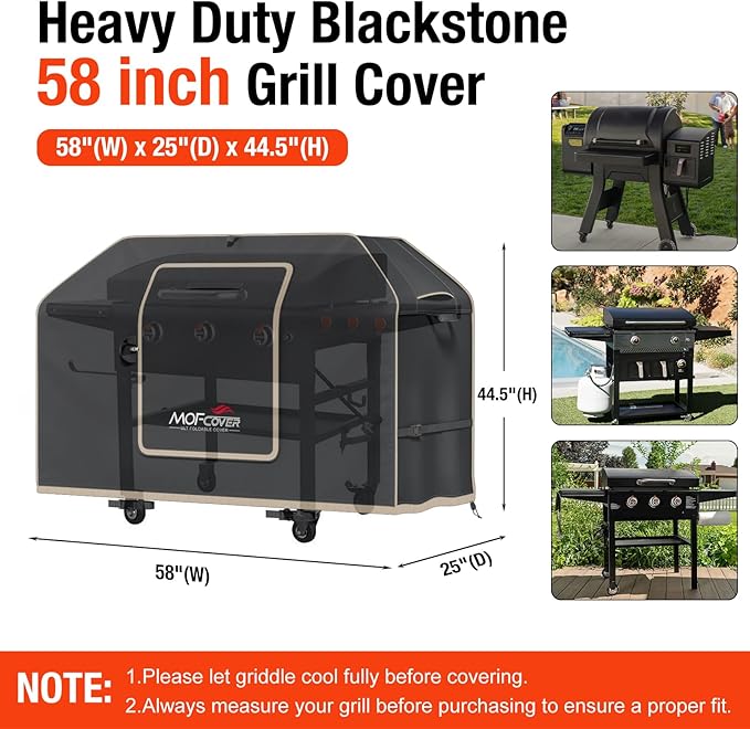Exclusive Foldable 58 inch Grill Cover, 600D Heavy Duty Outdoor BBQ Cover for Weber Genesis II/EX/SX/LX 300 and Genesis 300 Series Weber 7130, 3-5 Burners Grill, Black
