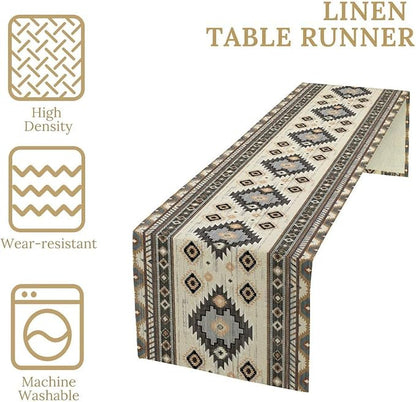 Boho Western Table Runner Cotton Linen Table Runner Dresser Scarves Horse Running Table Decor Table Top Dining Kitchen Wedding Party 13x108 Inch