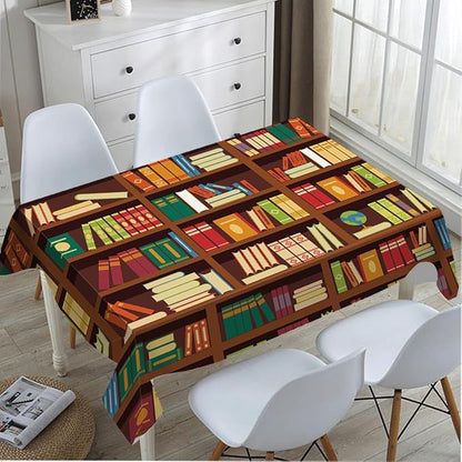 TKS MITLAN Book Shelf Tablecloth Decor Retro Bookshelf Literature Books Table Cloth Dining Room Kitchen Table Cover 60" X 84" Oblong/Rectangle
