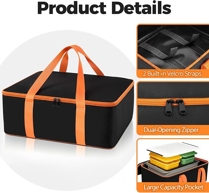 Grill Utensil Storage Bag for Outdoor Grilling, 19 x 13 x 7in, Black | 1680D Oxford fabric, large capacity grill tool storage bag, accessories storage compatible with Blackstone griddle